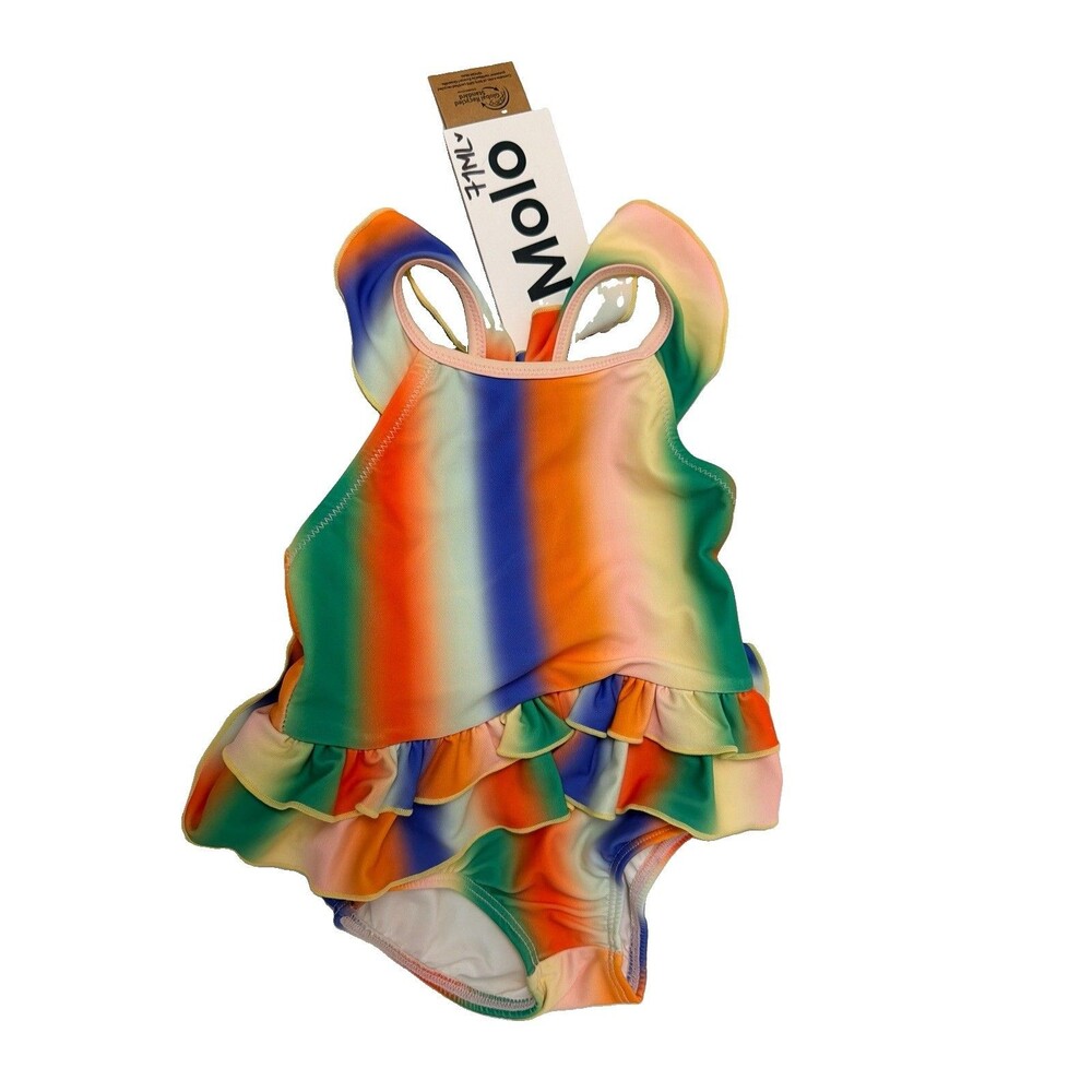 Molo NALANI Rainbow Ombré Ruffle One-Piece Swimsuit Baby Girl 62/68 3-6M NWT